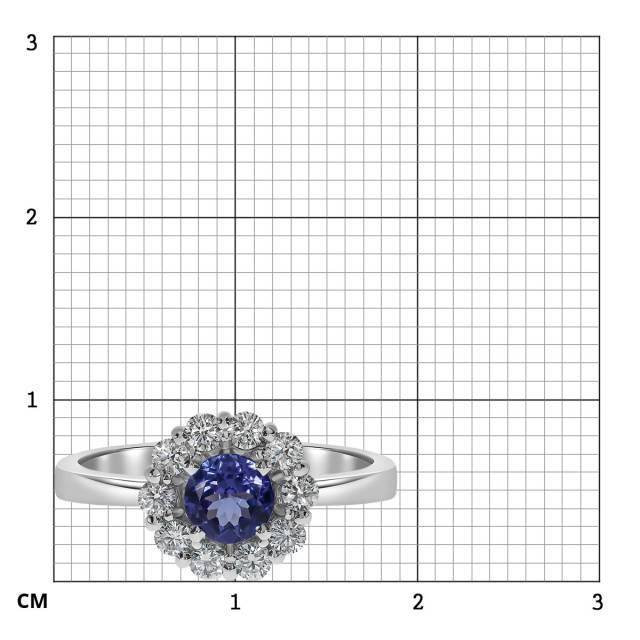 Кольцо из белого золота с бриллиантами и танзанитом (062665)