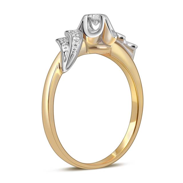 Помолвочное кольцо из комбинированного золота с бриллиантами  (018708)