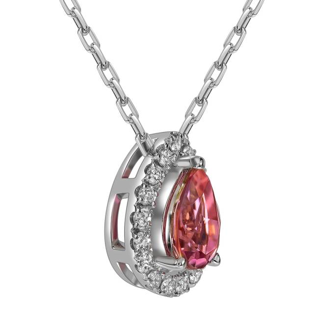 Колье из белого золота с бриллиантами и турмалином (061697)