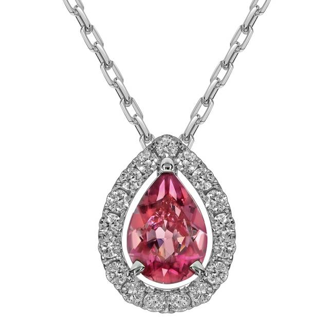 Колье из белого золота с бриллиантами и турмалином (061697)