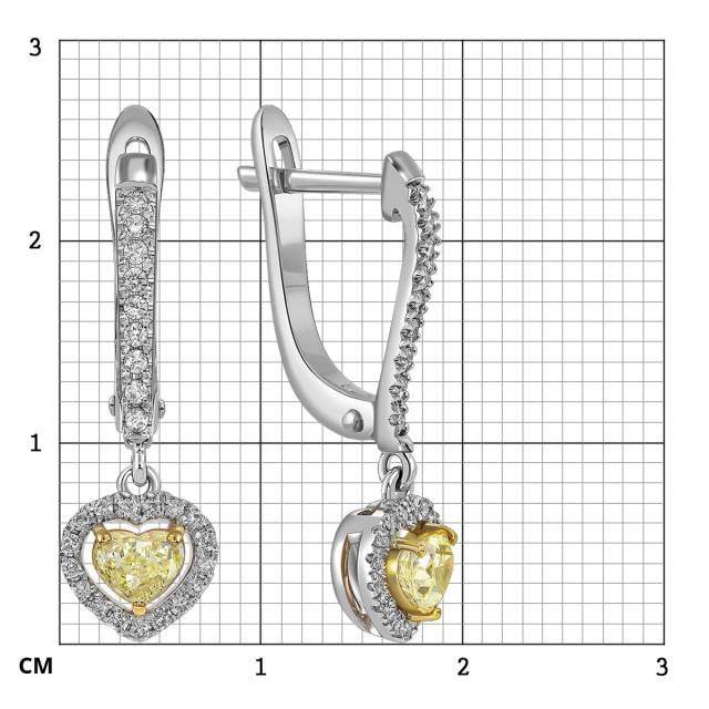 Серьги из белого золота с бриллиантами "Сердце" (060845)