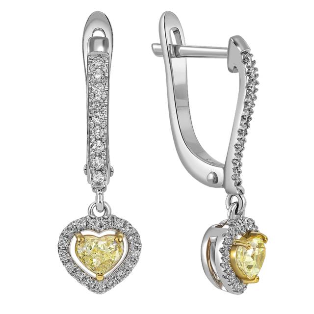 Серьги из белого золота с бриллиантами "Сердце" (060845)