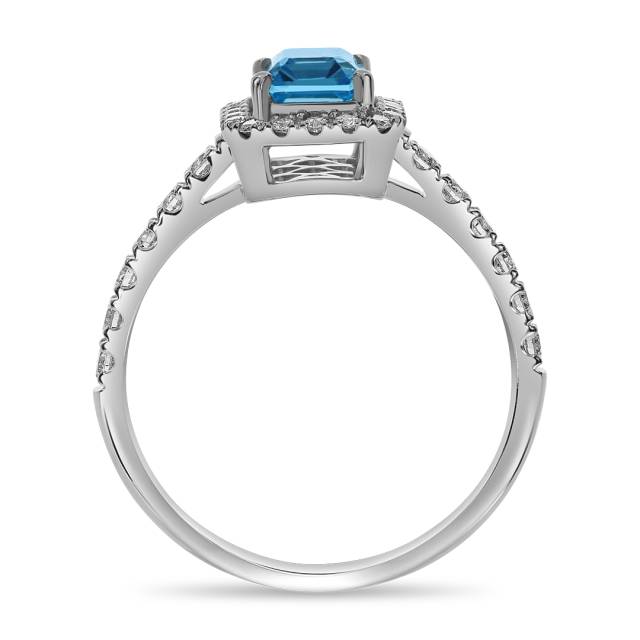 Кольцо из белого золота с бриллиантами и топазом (059491)