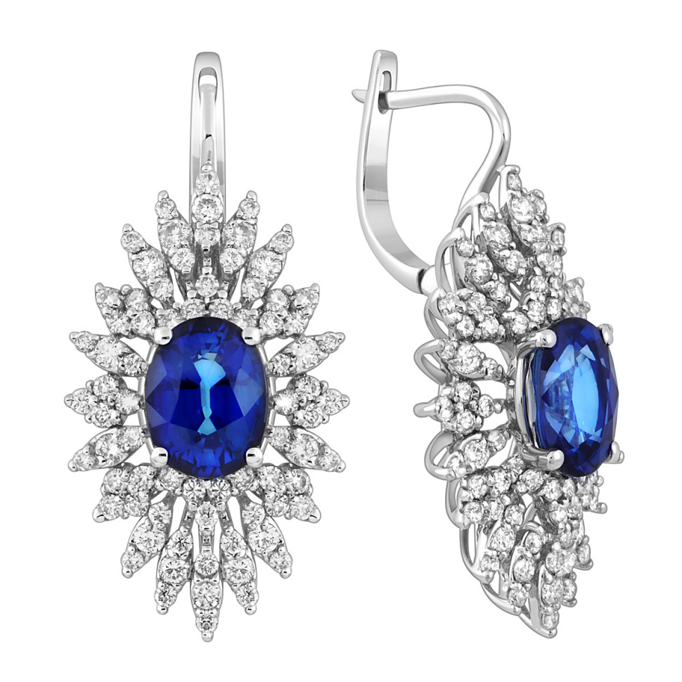Серьги из белого золота с бриллиантами и сапфирами (047801)