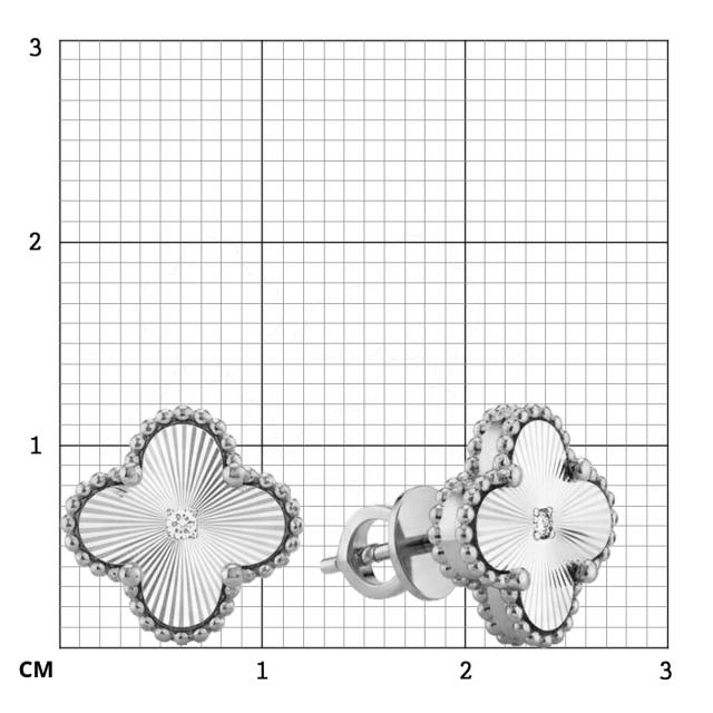 Серьги пусеты из белого золота с бриллиантами  (057644)