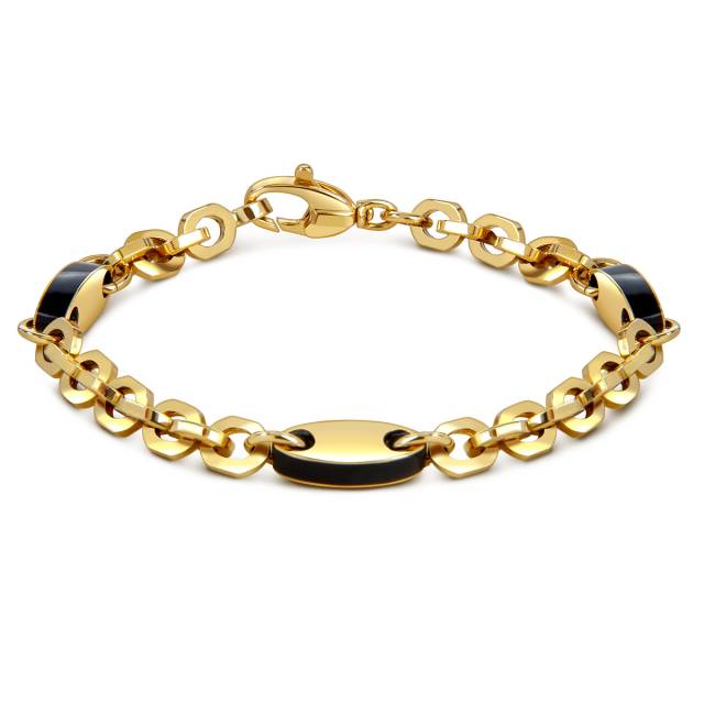 Браслет из жёлтого золота с ониксом (057833)