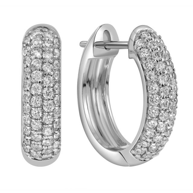 Серьги конго из белого золота с бриллиантами (045932)