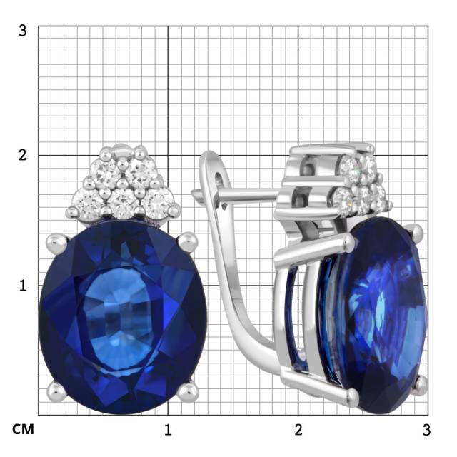 Серьги из белого золота с бриллиантами и сапфирами (049244)