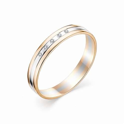 Обручальное кольцо из комбинированного золота с бриллиантами (032841)