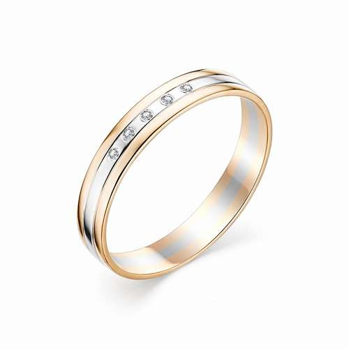Обручальное кольцо из комбинированного золота с бриллиантами (032841)