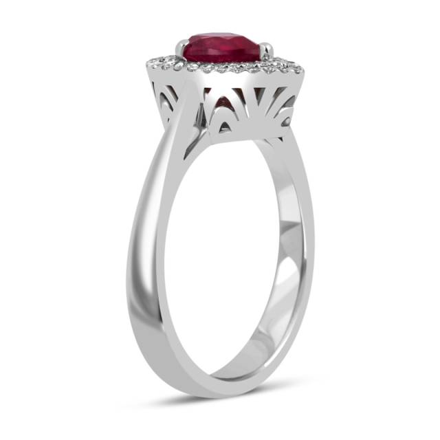 Кольцо из белого золота с бриллиантами и рубином (039759)