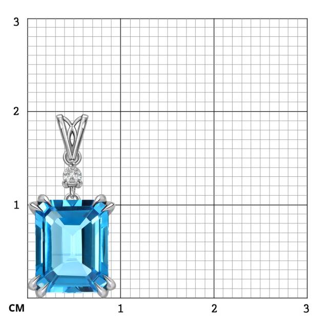 Кулон из белого золота с бриллиантом и топазом Swiss (060157)