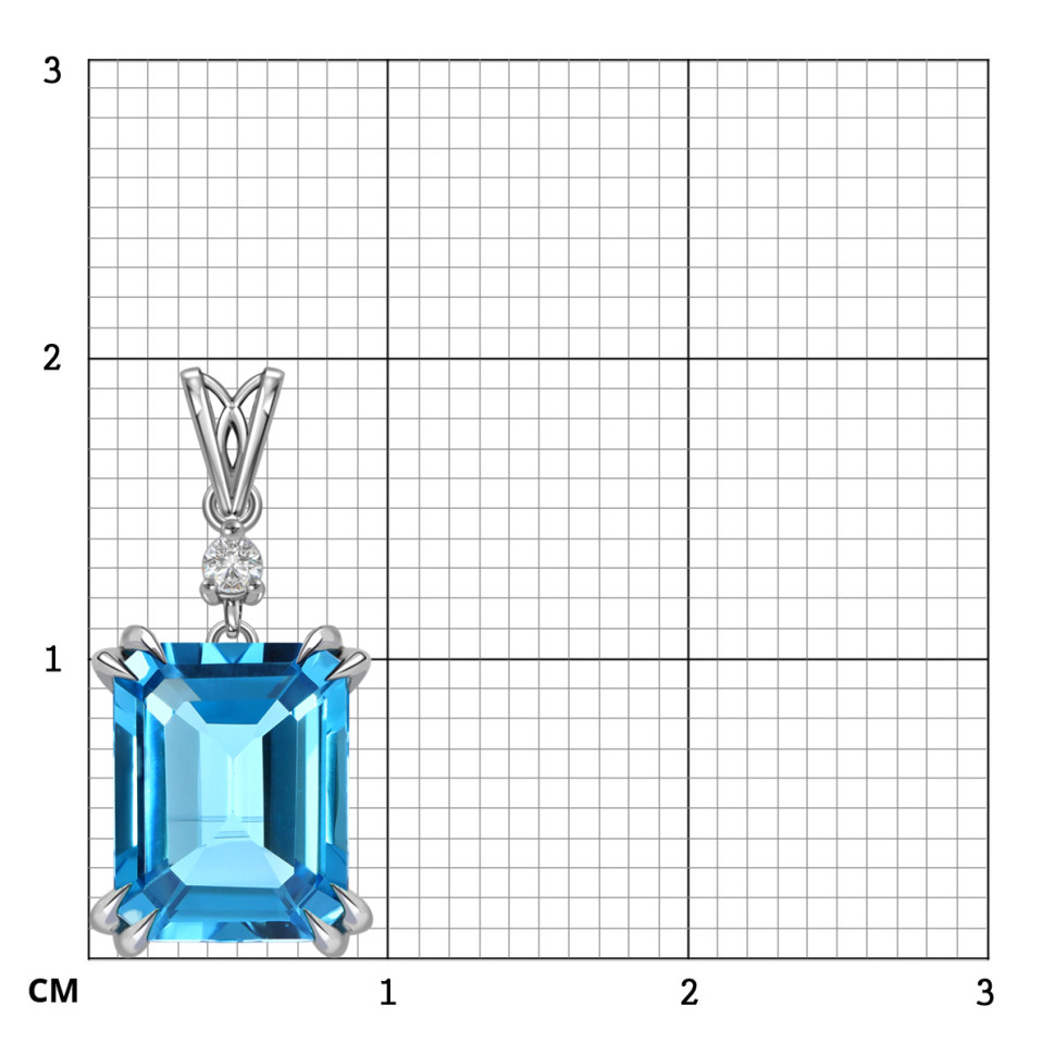 Кулон из белого золота с бриллиантом и топазом Swiss (060157)