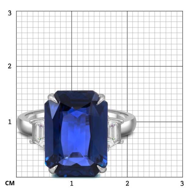 Кольцо из белого золота с бриллиантами и сапфиром (053549)