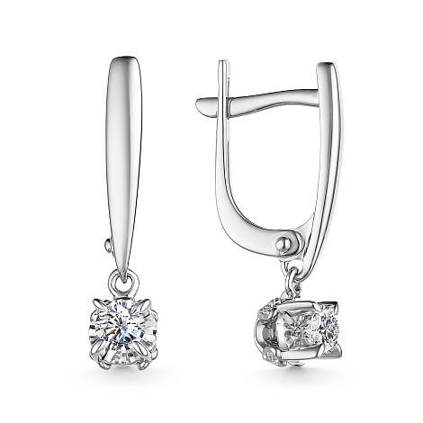 Серьги из белого золота с бриллиантами (053680)