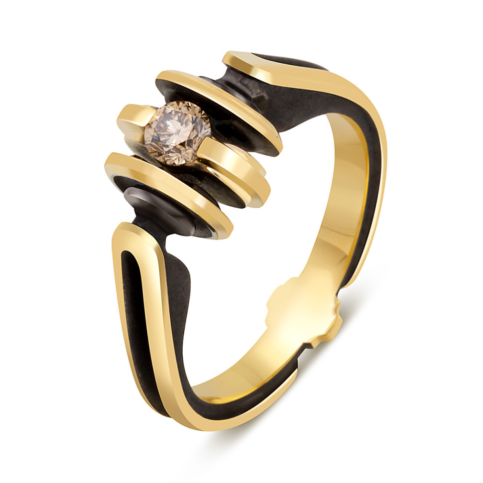 Кольцо из жёлтого золота с бриллиантами (048075)