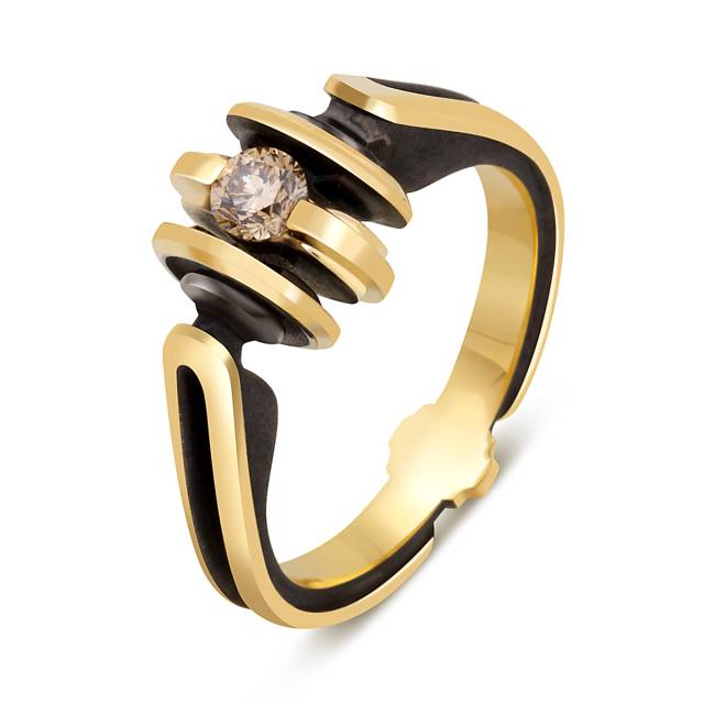 Кольцо из жёлтого золота с бриллиантами (048075)