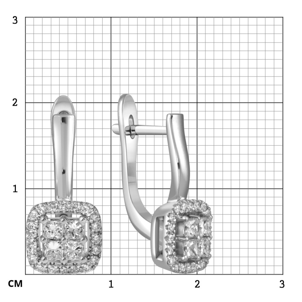 Серьги из белого золота с бриллиантами (053751)
