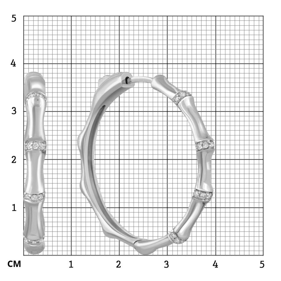 Серьги конго из белого золота с бриллиантами (051959)