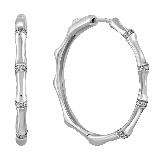 Серьги конго из белого золота с бриллиантами (051959)