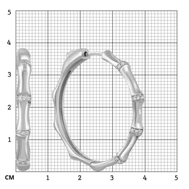 Серьги конго из белого золота с бриллиантами (051959)