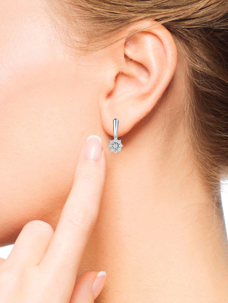 Серьги из белого золота с бриллиантами (039693)