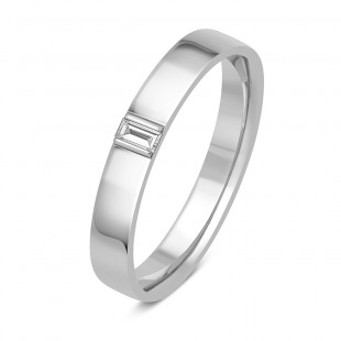 Обручальное кольцо из платины с бриллиантом (048976)