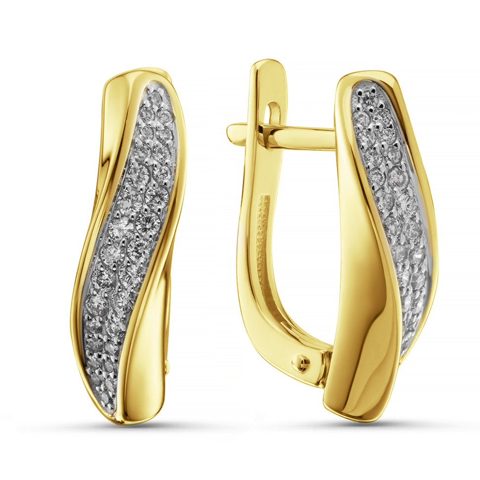 Серьги из жёлтого золота с бриллиантами  (063801)