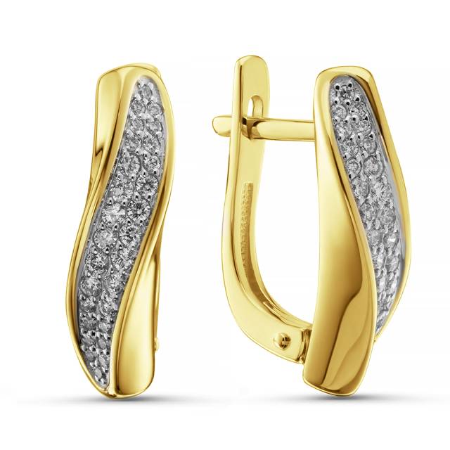 Серьги из жёлтого золота с бриллиантами  (063801)