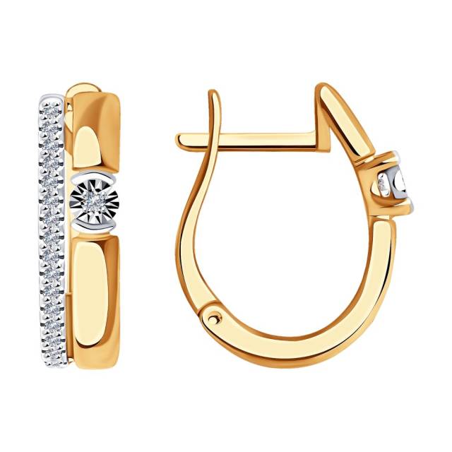 Серьги из красного золота с бриллиантами (043619)