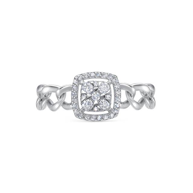 Кольцо "мягкое" из белого золота с бриллиантами (061095)