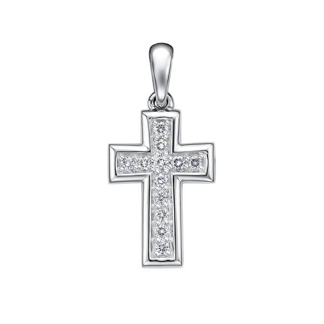 Кулон крест из платины с бриллиантами (057991)