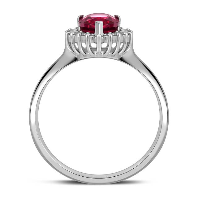 Кольцо из белого золота с бриллиантами и рубином (057843)