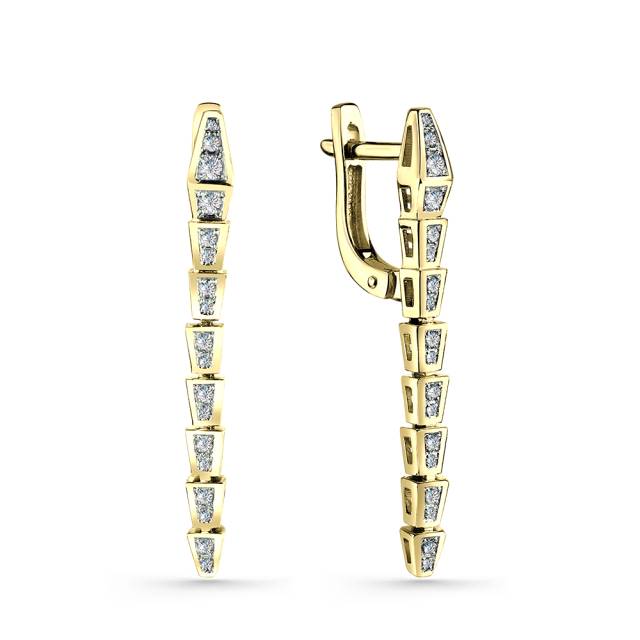 Серьги  из жёлтого золота с бриллиантами (060007)