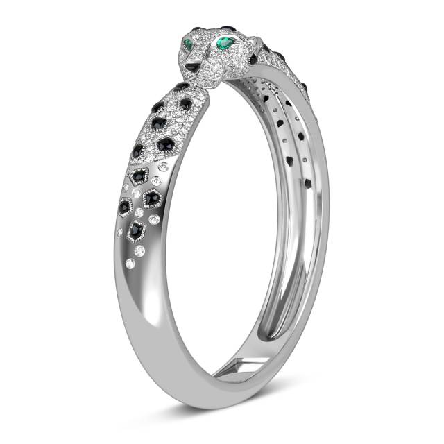 Браслет из белого золота с бриллиантами, ониксом и ситаллами (062523)