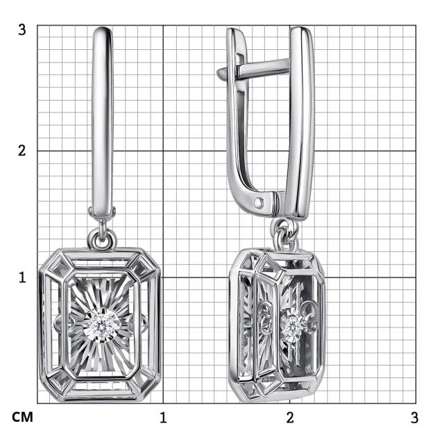 Серьги из белого золота с "танцующими" бриллиантами (063027)