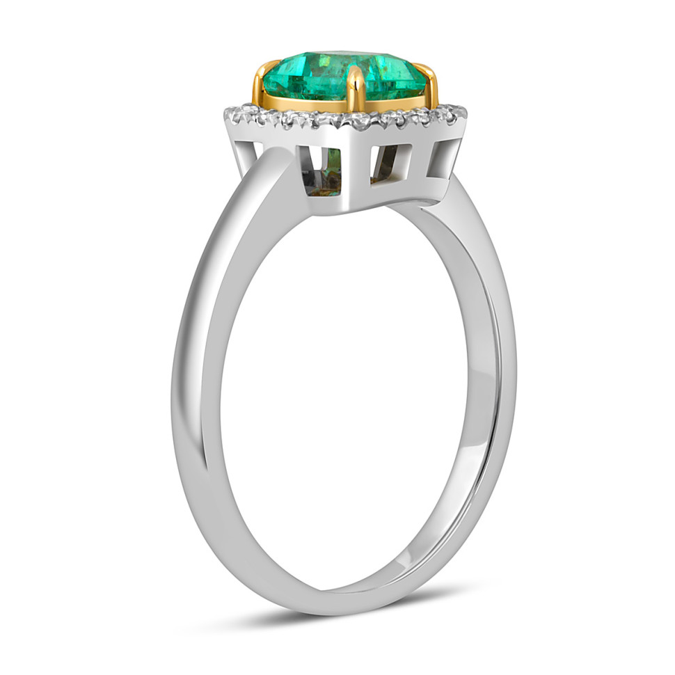 Кольцо из белого золота с бриллиантами и изумрудом (049940)