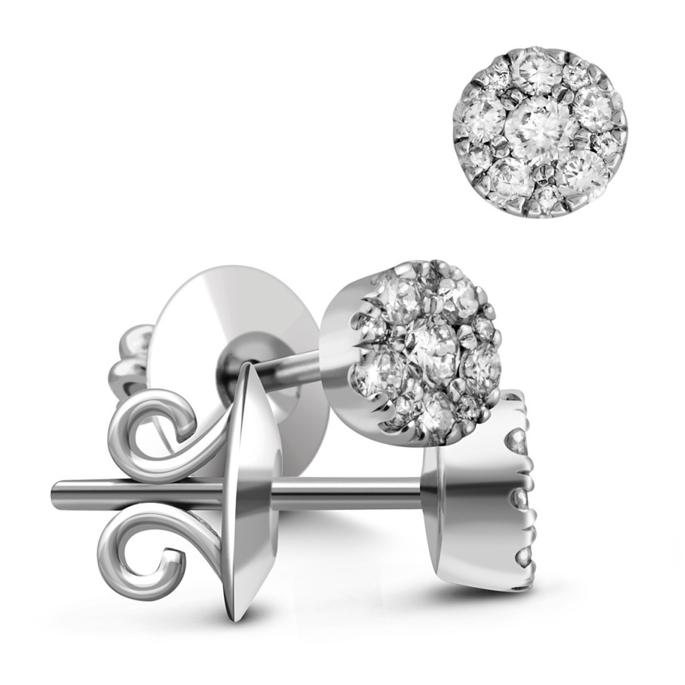 Серьги пусеты из белого золота с бриллиантами (025377)