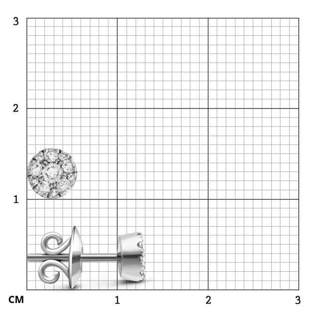 Серьги пусеты из белого золота с бриллиантами (025377)