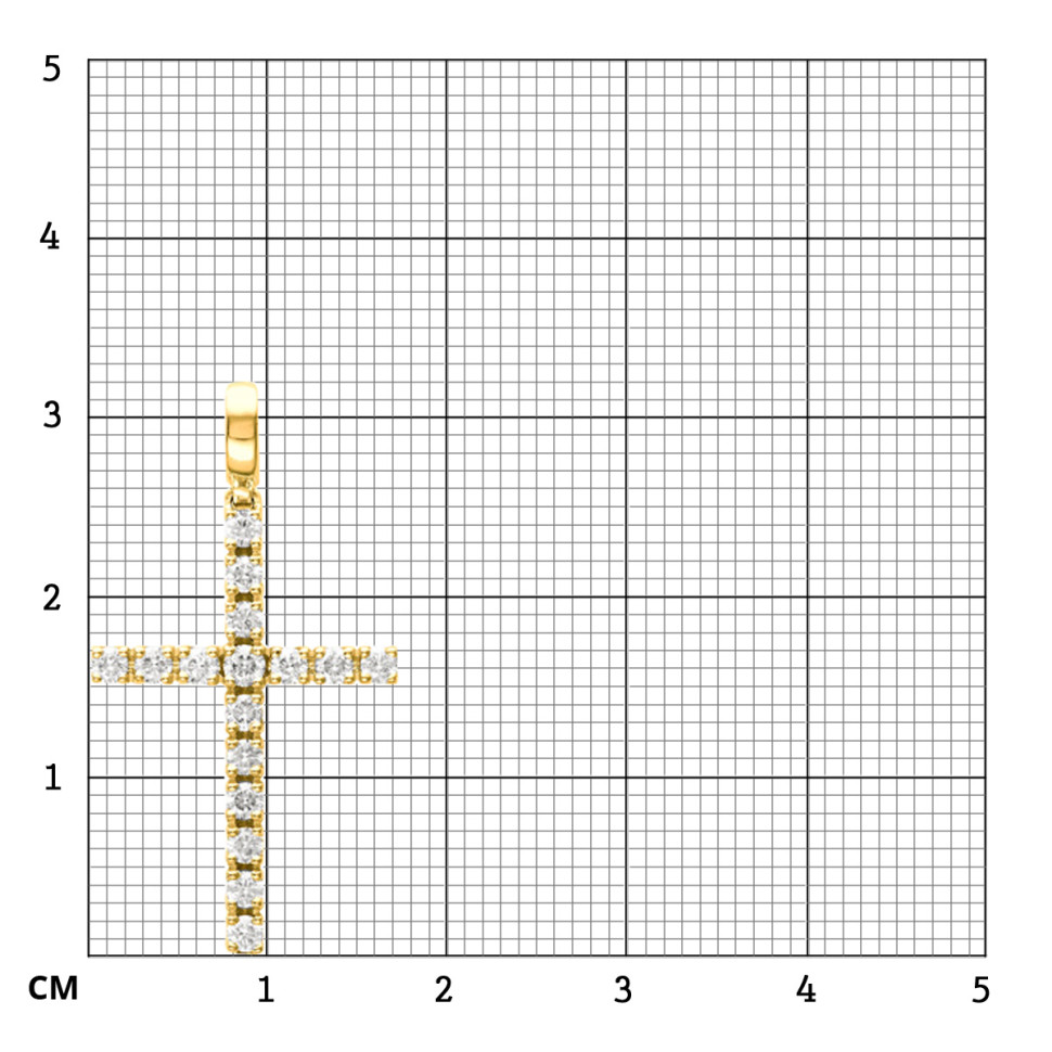 Подвеска крест из жёлтого золота с бриллиантами (031425)