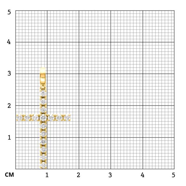 Подвеска крест из жёлтого золота с бриллиантами (031425)