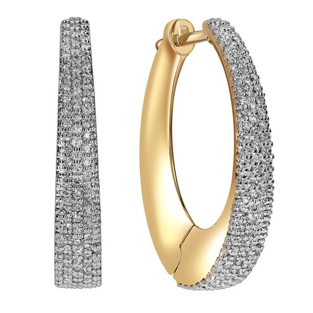 Серьги конго из жёлтого золота с бриллиантами (051977)