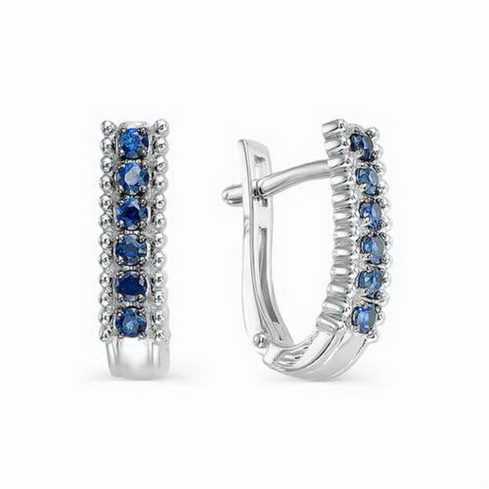 Серьги из белого золота с сапфирами (032940)