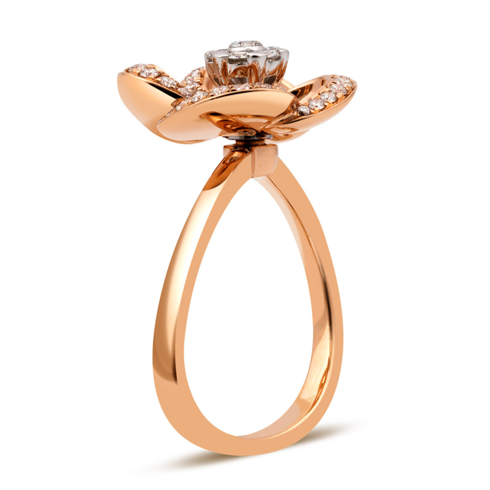 Кольцо из красного золота с бриллиантами (032206)