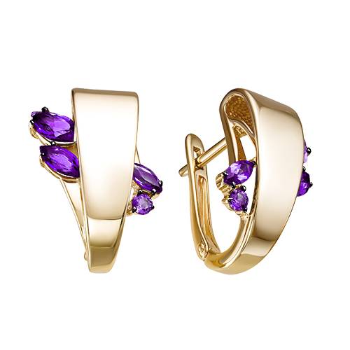 Серьги из красного золота с аметистами (041559)