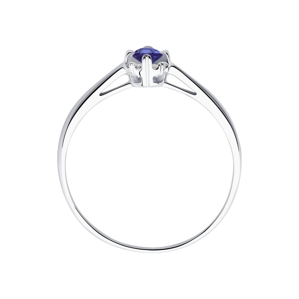 Помолвочное кольцо из белого золота с бриллиантами и танзанитом (049914)