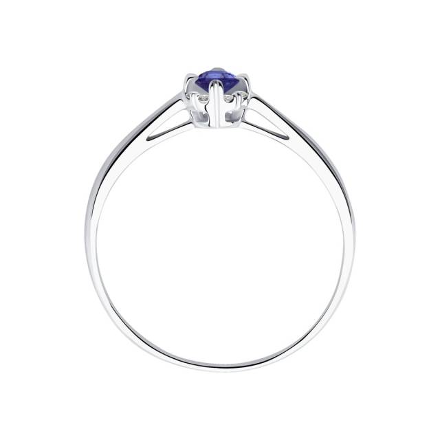 Помолвочное кольцо из белого золота с бриллиантами и танзанитом (049914)