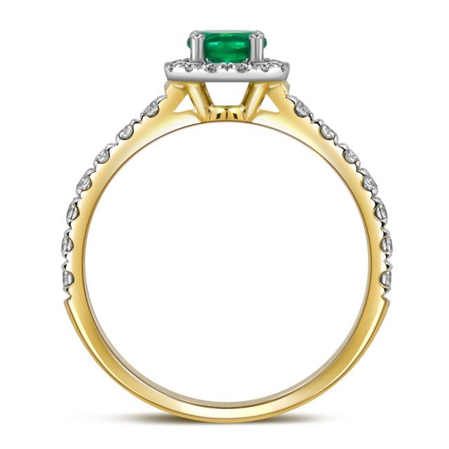 Кольцо из жёлтого золота с бриллиантами и изумрудом (060964)