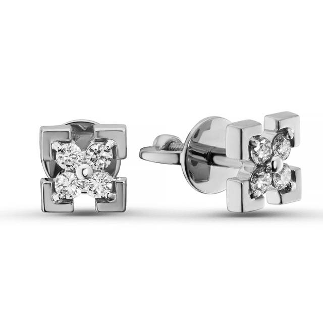 Серьги пусеты из белого золота с бриллиантами (063795)