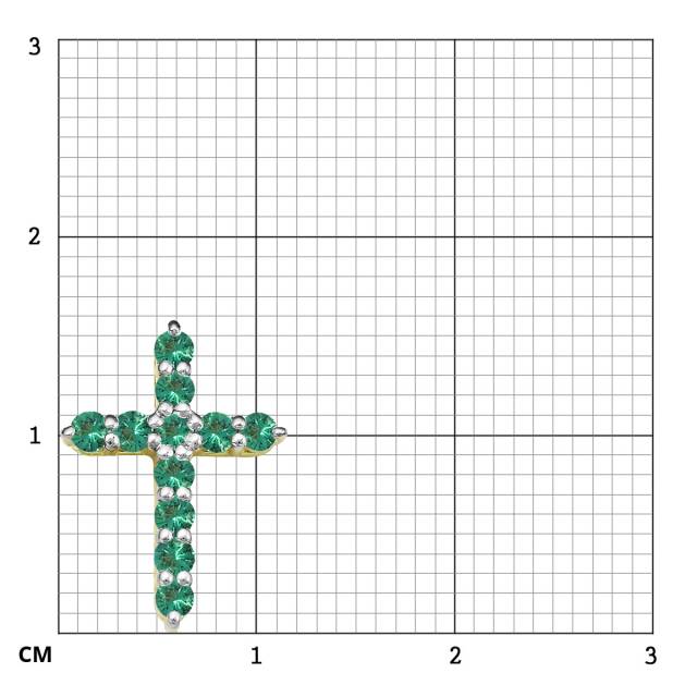 Кулон крест из жёлтого золота с изумрудами (054704)